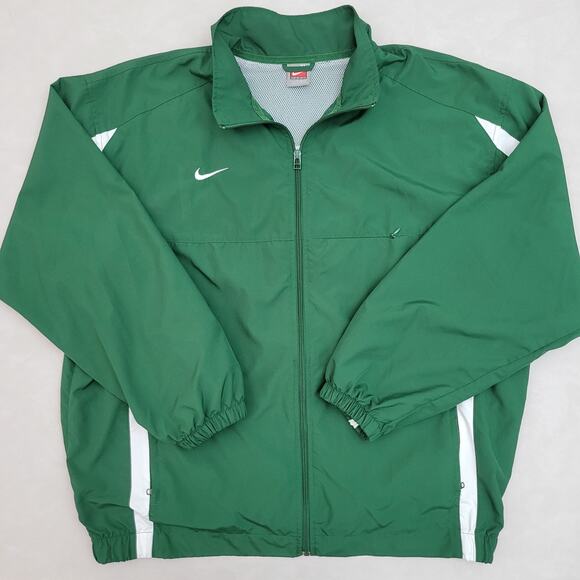 Vintage Nike Track Jacket Mens XLarge Green Team Windbreaker Zip Pockets Mesh - Picture 1 of 11